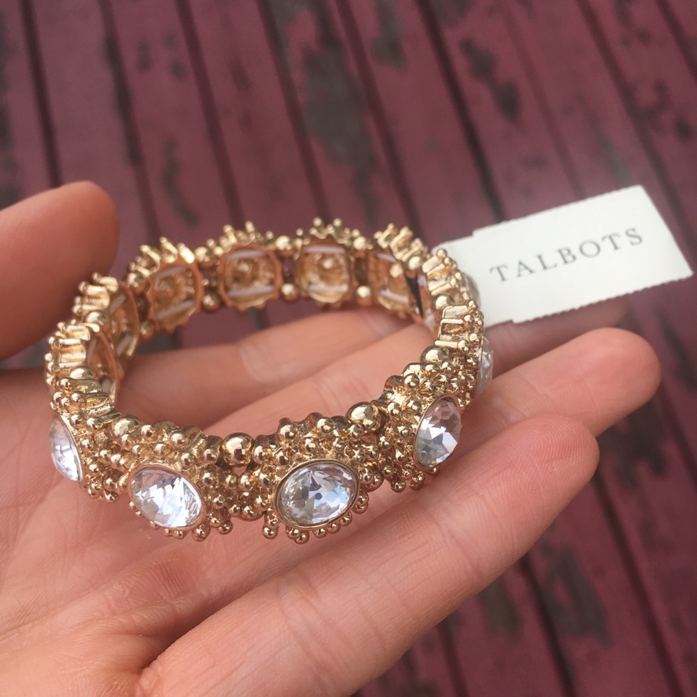 White Stone and Gold Accent Bracelet